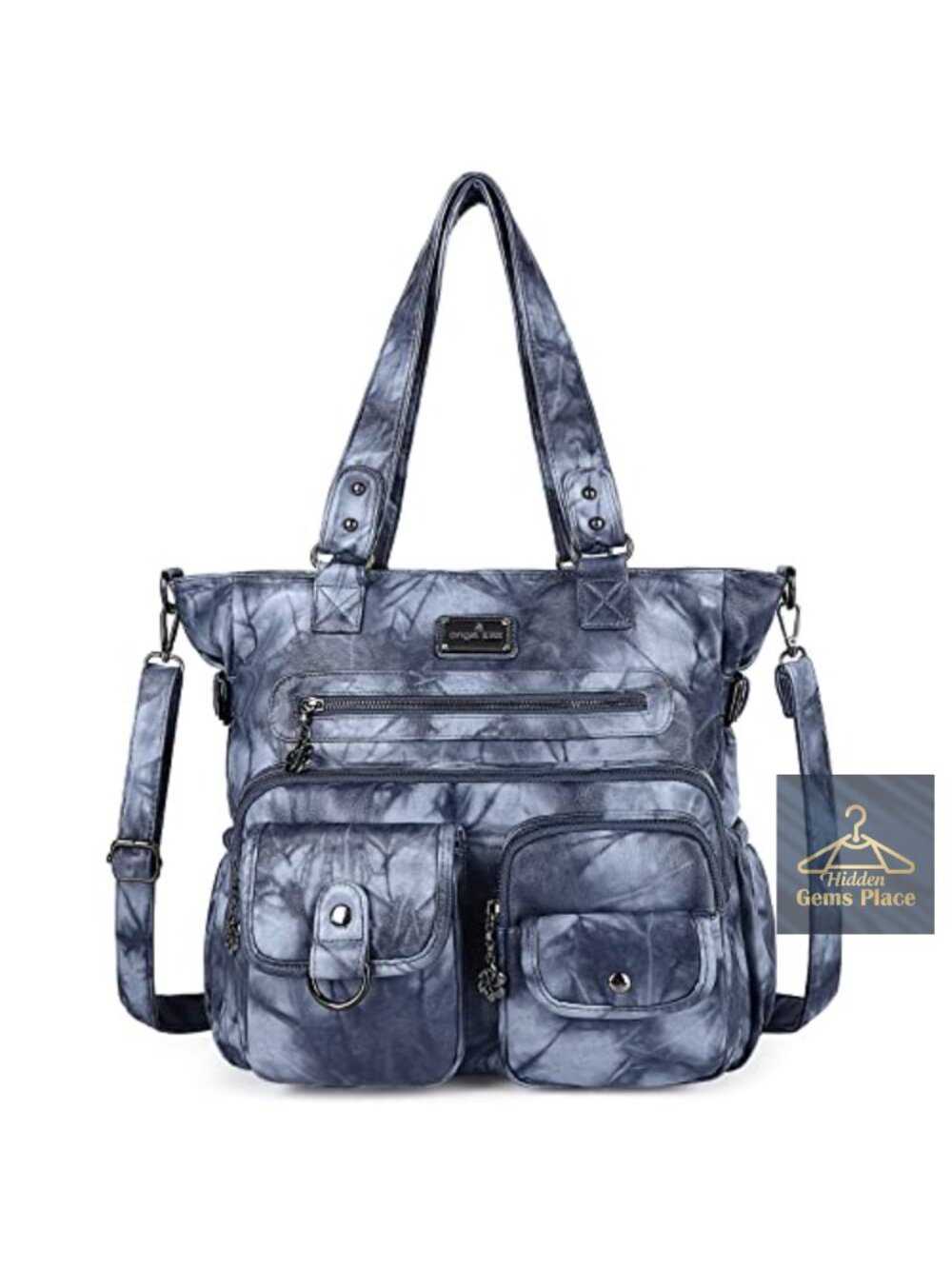 PU Tote Satchel Handbag with Adjustable Strap Waterproof Faux Leather